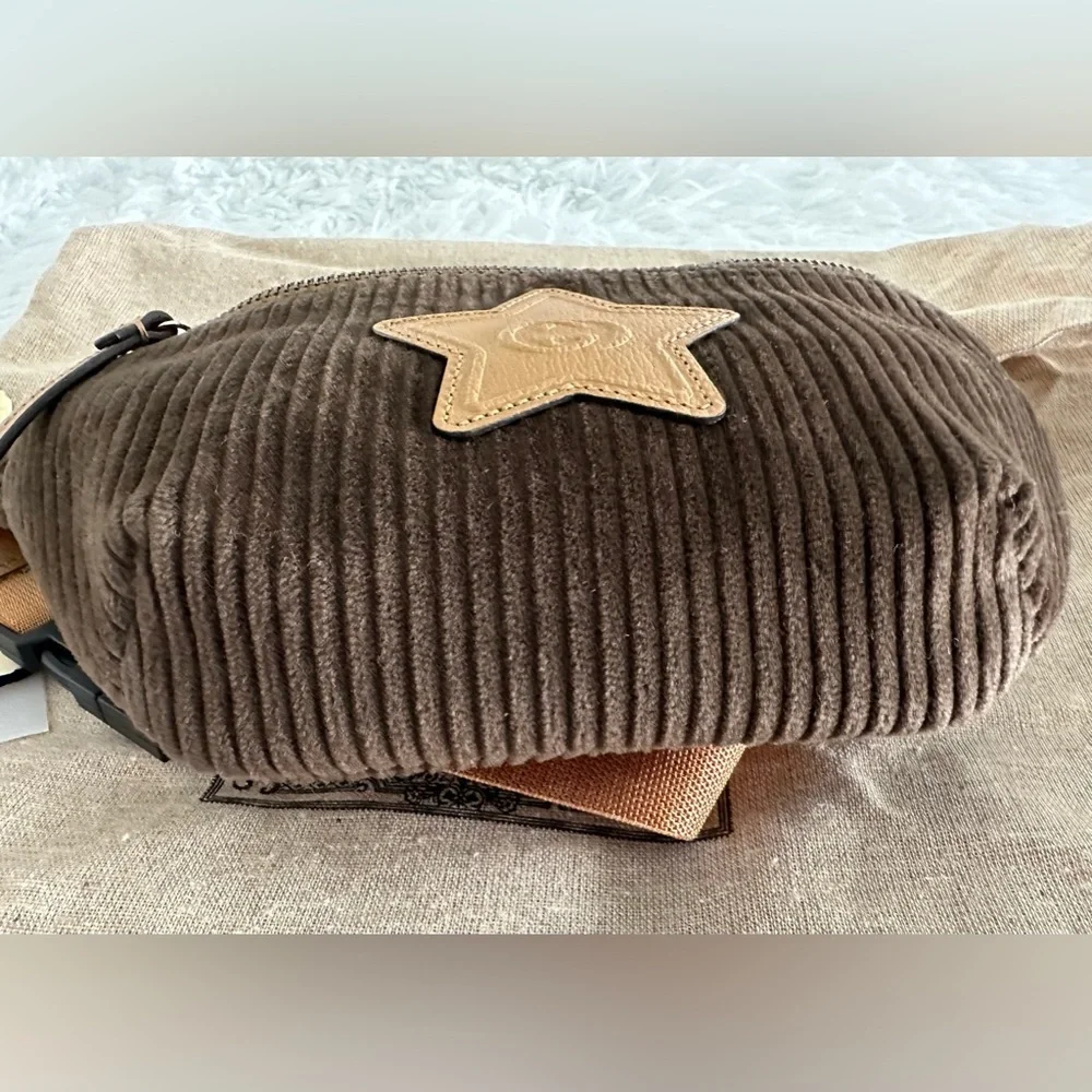 GUCCI Interlocking G Star Childrens Kids Crossbody Belt Bag Fanny Brown Corduroy